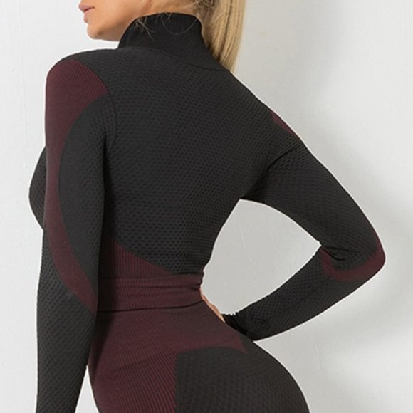 Fuchsia & Black Cropped Activewear Set Jacket - Picture 2 of 5